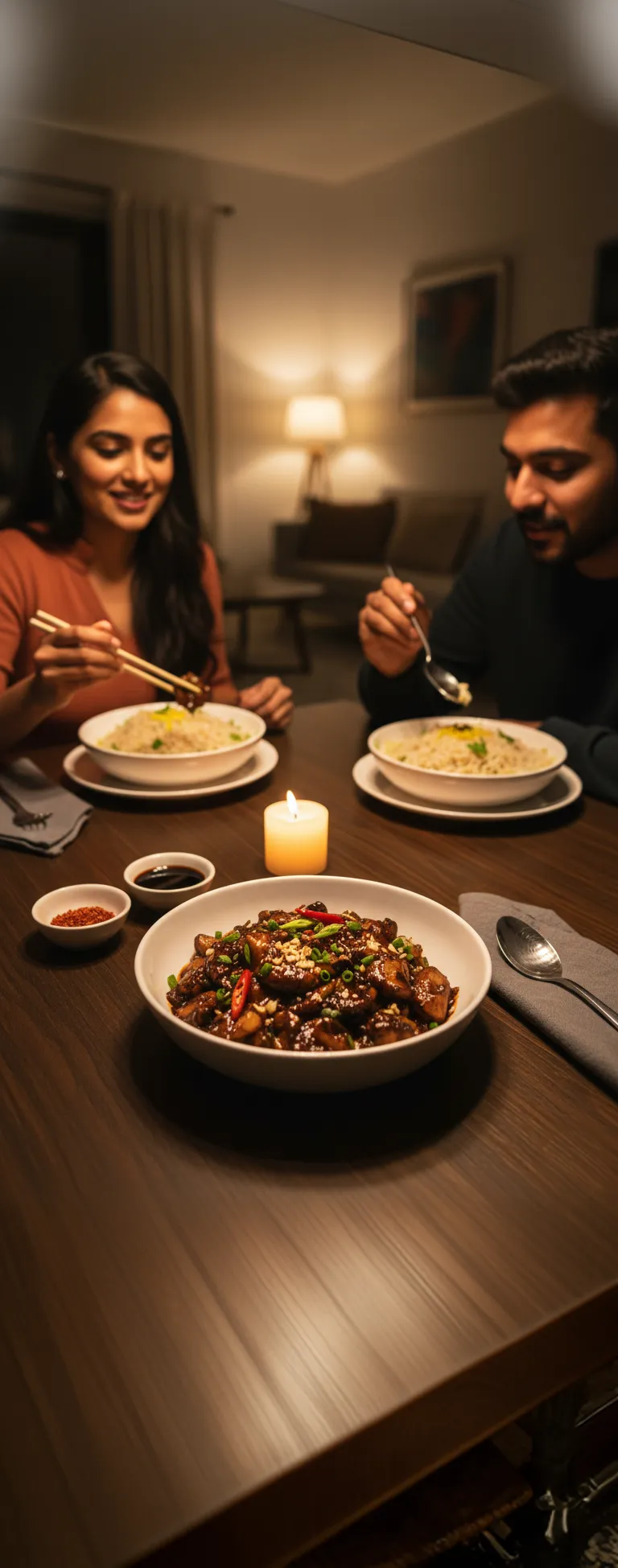 Chilli Mushroom with Lemon Coriander Rice